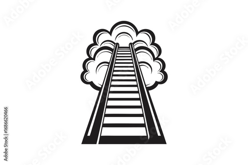 Ladder Reaching Into Clouds on White Background Concept Symbol
