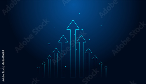 A modern Arrows line chart set against a minimalist background, Arrows depicting a strong and consistent upward trajectory. vector illustration