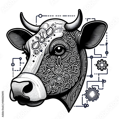 vector illustration of a bull head