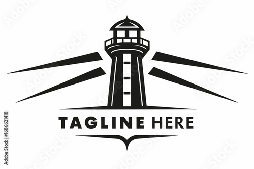 Lighthouse Minimalist with Tagline Space on White Background Design
