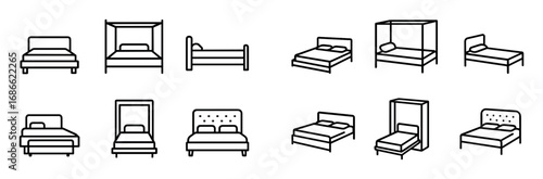 Minimalist Bed Icon Set