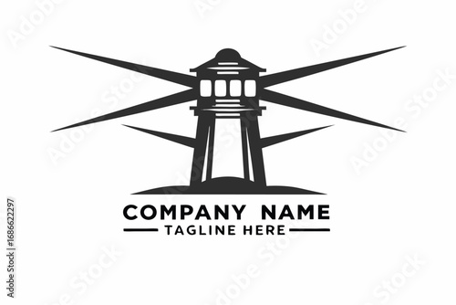 Minimal Lighthouse Black Symbol Design with White Background Icon Art