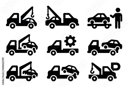 Tow Truck Icon Set