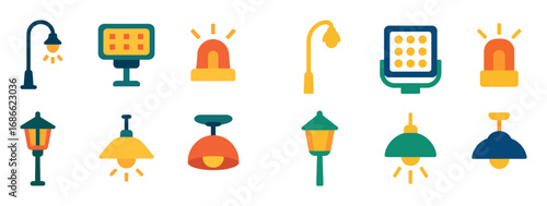 Colorful Industrial Light Icons