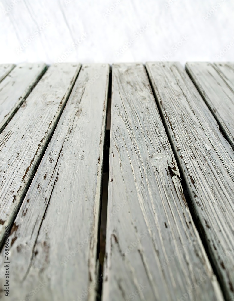 Fototapeta premium Weathered grey wood planks perspective