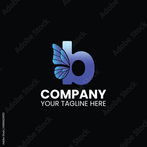 Modern logo design featuring the letter B with butterfly wings.