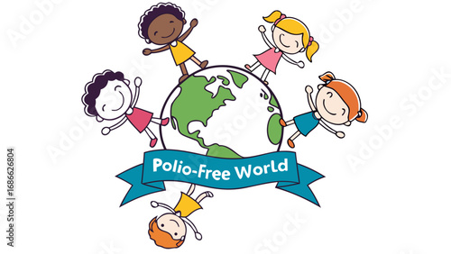 Diverse children celebrate a polio free world around the globe