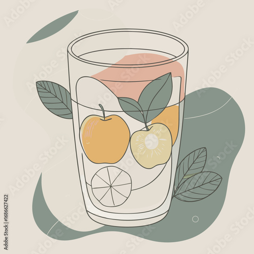 Refreshing fruit infused water with apples and lemon