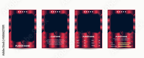 Set of player trading card template, Photo frame and border collection for soccer, hockey, volleyball, and basketball players, Sport flyer layout design, Template eps 10.
