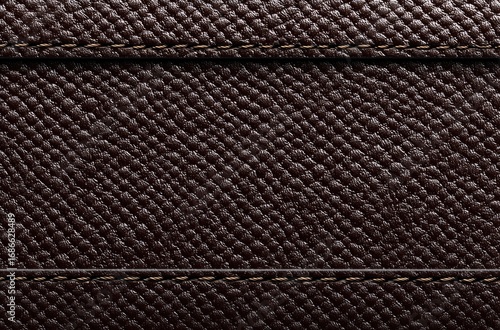 Wallpaper Mural Close-up of textured, dark brown material with parallel stitched seams framing a central grainy area Torontodigital.ca