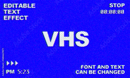 CRT Screen Text Effect, Retro VHS Glitch Typography, Vintage Old TV Display Noise Style