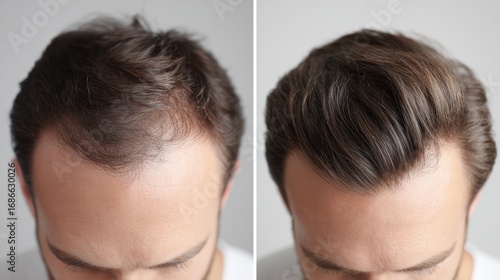 Before and After Hair Transplant Results on Male Patient.