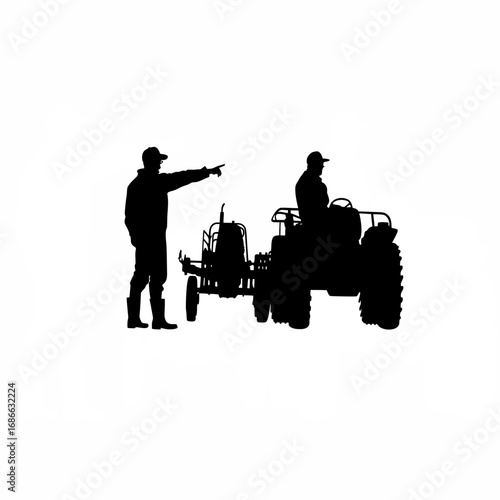Farmer and crop duster spraying fertilizer over fields