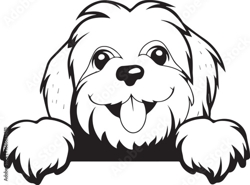 Joyful Puppy Portrait: An adorable puppy is shown in a simple drawing, radiating friendliness and warmth. Capturing the innocence and sweetness of a beloved pet.