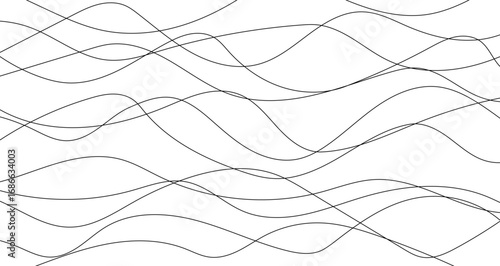 Abstract background with wavy lines. Wavy pattern with editable black stroke on white background. Vector illustration.