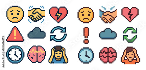 Pixel-art Anxiety Icons