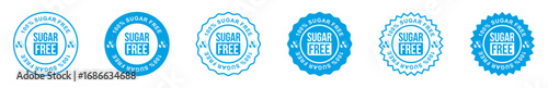 Sugar free icons. Zero sugar label. Set allergen free icons. Allergen free products. Vector Illustration.