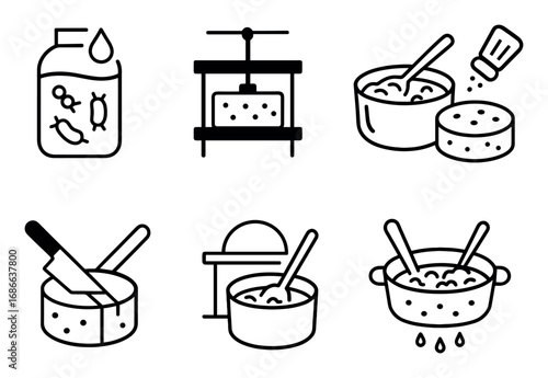 Minimalist Cheesemaking Icons