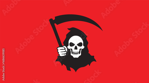 Grim Reaper Symbol on Red Background