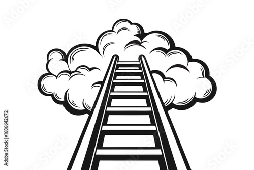 Stairway to Heaven Black and White Cloud Design Icon