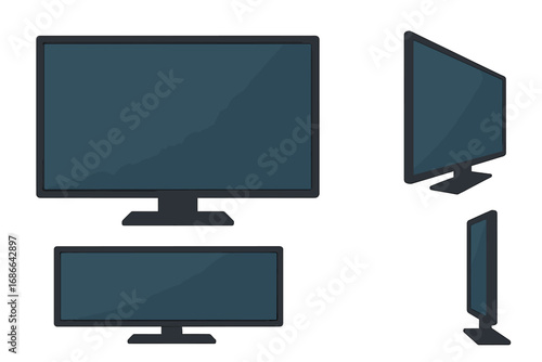 Modern TV screen vector illustration in trendy flat style, LCD digital display panel, plasma screen design, cartoon style vector graphic with transparent background