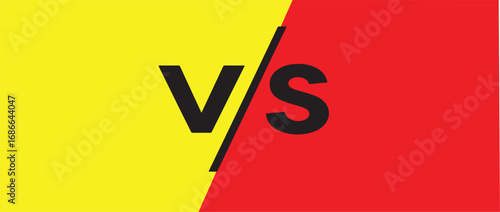 Versus sign on yellow and red background comparison concept