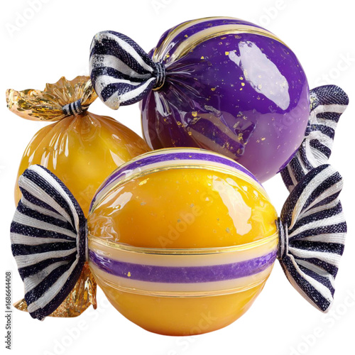 Gourmet Wrapped Candies Purple with Yellow Sweet Treat, and Party Favors.