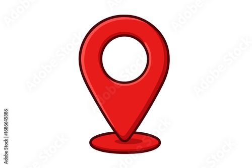 Red pointer vector icon for map location. GPS navigation marker symbol for destination, address, and position. Geotag location pin element isolated on transparent background.