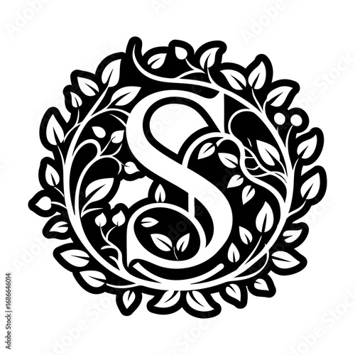 Floral letter s logo in glyph style