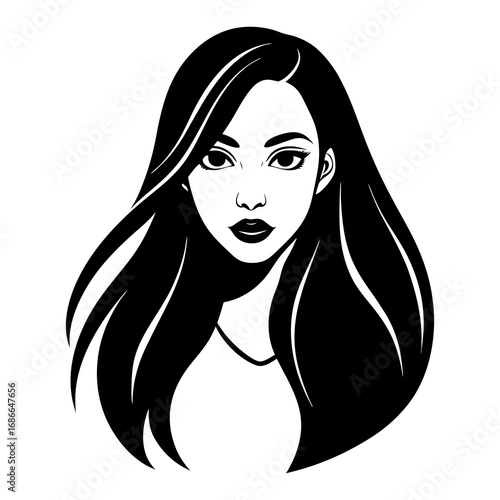 long hair beauty girl head  vector 
