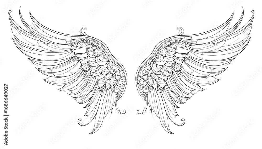 Obraz premium Ornate, detailed angel wings