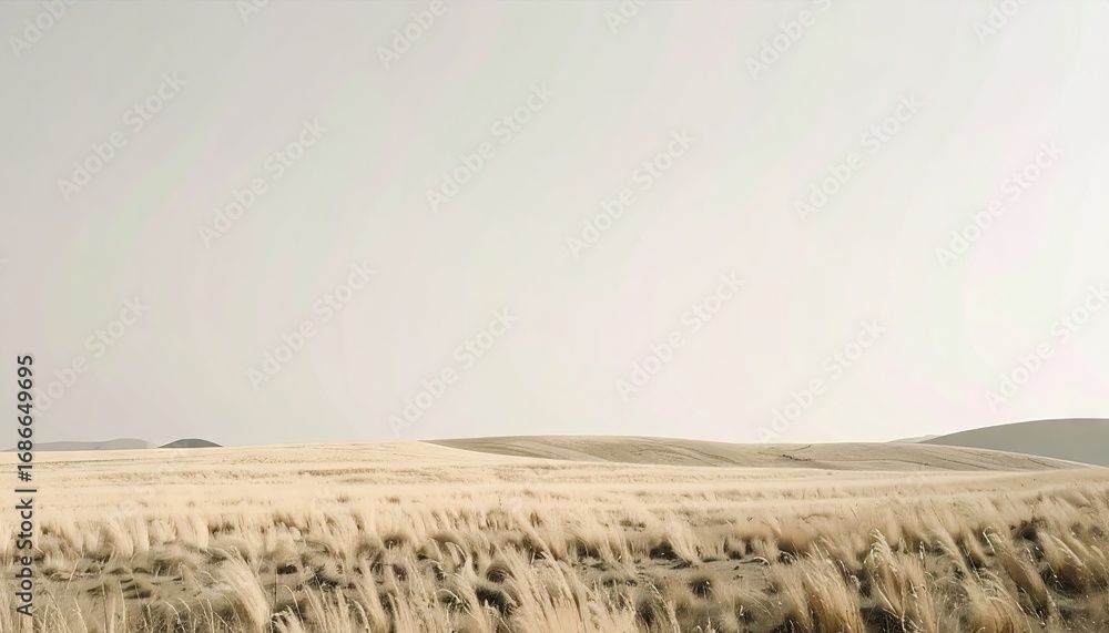 Fototapeta premium Expansive Beige Field Under a Pale Sky