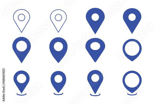 Stylish Collection of Location Markers and Map Pins in Outline and Solid Styles for Interactive Maps