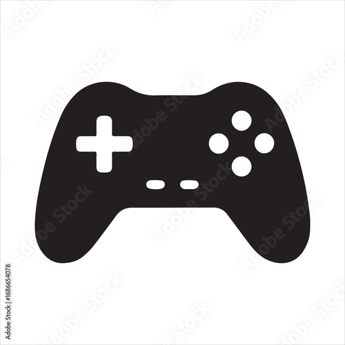 Game Controller icon silhouette vector with white background