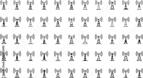 Grid of hand-drawn whiskers showing various styles and lengths for facial hair design vector