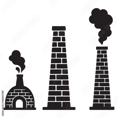 Old industrial kiln with fire glowing inside