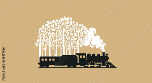 Vintage Steam Train Journey Through Nature.