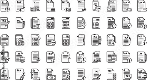 Collection of hand drawn document icons offering versatile usage in digital projects vector