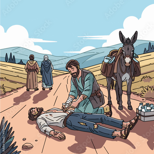 Fotografía Story of the Parable of the Good Samaritan, bible