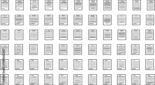 Abstract grid of tiny text documents with horizontal lines representing information or data vector
