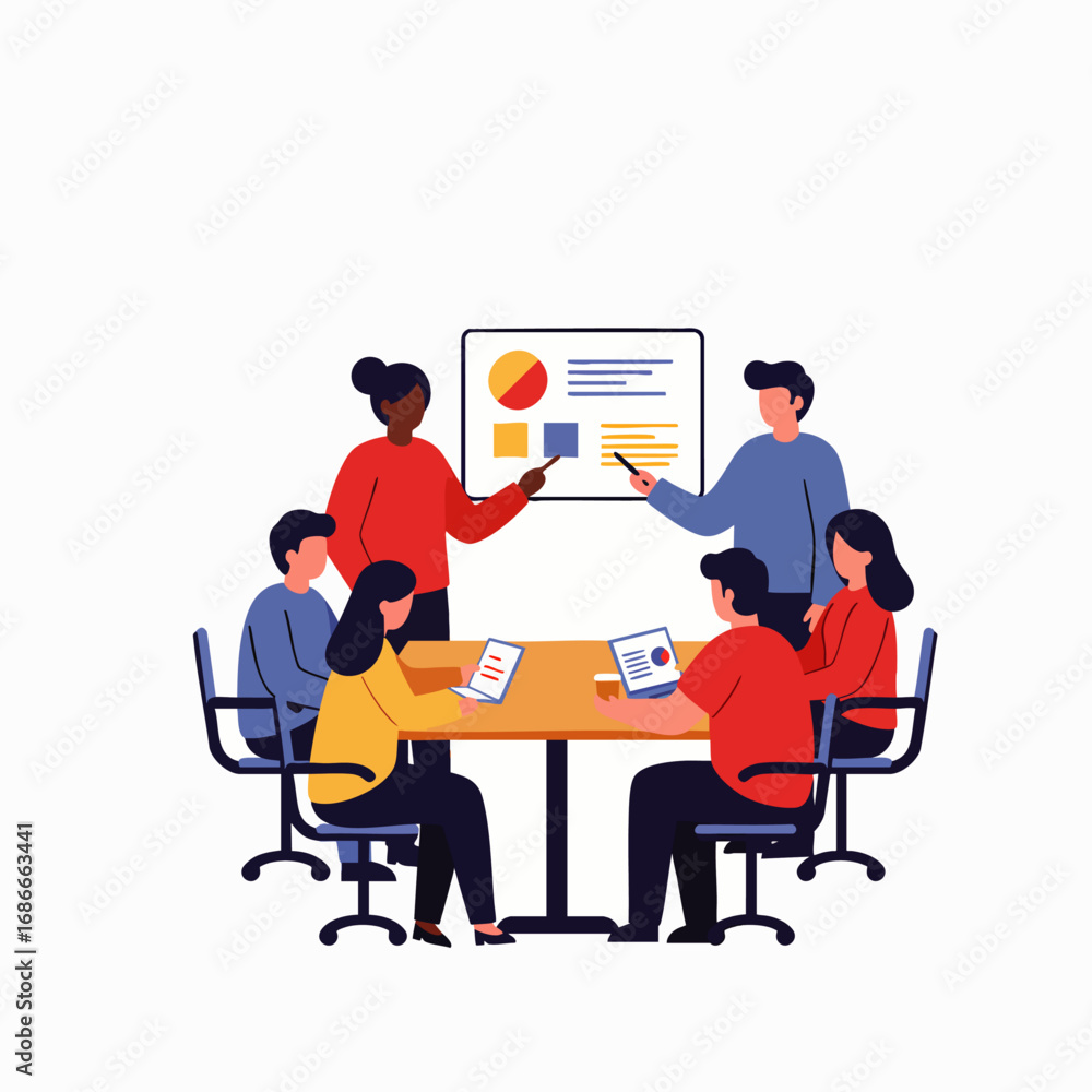 Obraz premium Diverse professionals engage in a productive, casual meeting, fostering innovation and connection within a modern, flexible work environment.