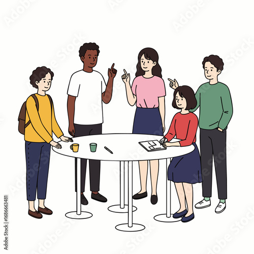 Diverse young professionals engage in a productive, casual meeting, fostering collaboration and innovative discussions within a modern hybrid work environment.