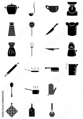 Cooking glyph icon. Boiling time, Frying pan and Kitchen utensils. Fork, spoon and knife glyph icon. Recipe book, chef hat and cutting board. Cooking book, frying time, hot pan. glyph. kitchen glyph i
