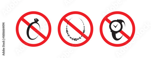 No jewelry forbidden sign vector icon	