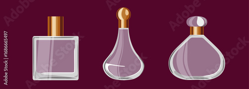 Collection of three clear glass perfume bottles