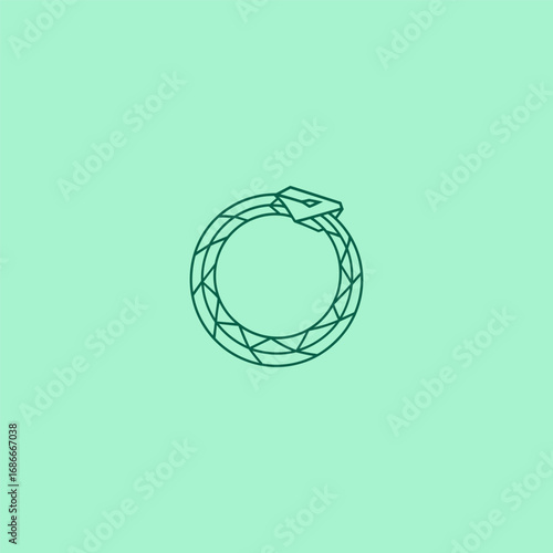 Ouroboros line art minimalist logo design.