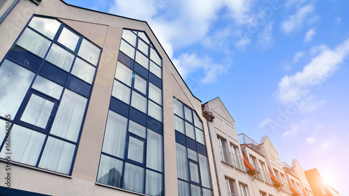 A modern tenement house in the city.
