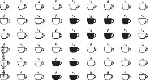 Collection of hand drawn coffee cups steaming hot beverages various styles icons collection vector