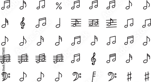 Collection of hand drawn musical notes and symbols isolated on seamless pattern vector