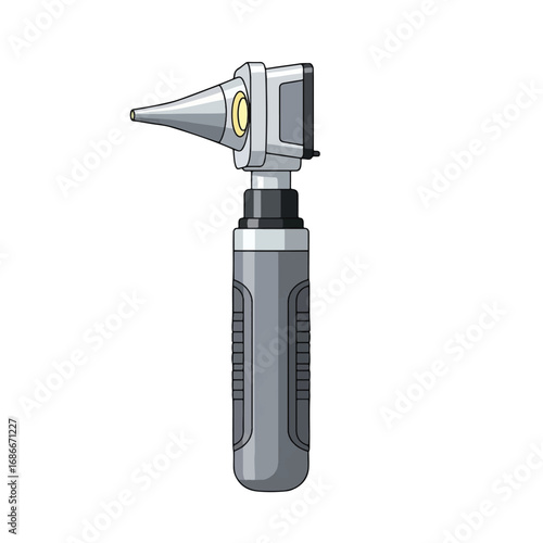 Illustration of an otoscope, a medical instrument used to examine the ear.